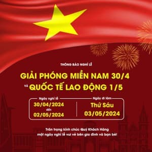 Banner chào mừng ngày lễ 30/4 - 1/5 file PSD mẫu PM764