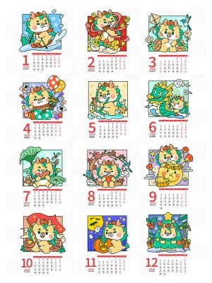 Lịch tết năm mới 2024 file PSD mẫu M68