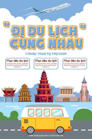 Poster quảng cáo du lịch bằng máy bay và xe oto D09 file PSD