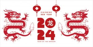 Bộ số  năm con rồng 2024 nền trắng chữ đỏ file EPS