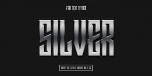 Hiệu ứng chữ 3D màu bạc file PSD mẫu HU712