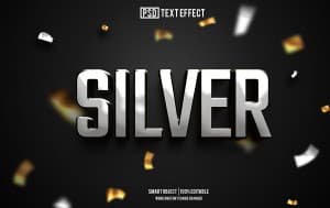 Hiệu ứng chữ 3D màu bạc file PSD mẫu HU711