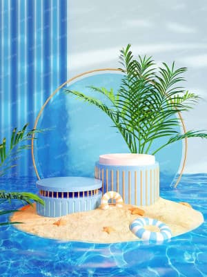 Background bể bơi file C4D