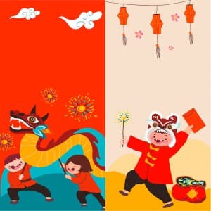 Hình ảnh múa lân sư rồng file vector mẫu KL112