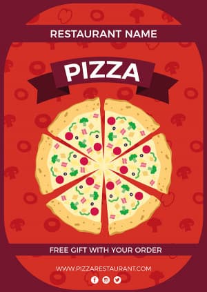 Poster quảng cáo bánh Pizza nền đỏ K35 file AI và EPS