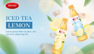 Banner quảng cáo trà chanh đóng chai mát lạnh file vector mẫu số 742