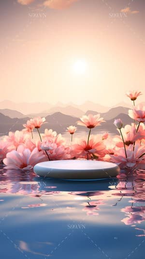 Background bục 3d thiên nhiên file PNG mẫu PM844