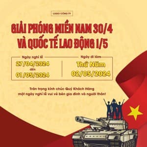 Banner chào mừng ngày lễ 30-4 1-5 file PSD mẫu PM758