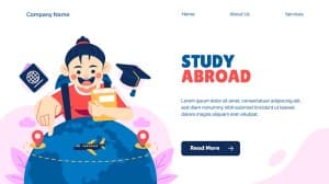 Banner cô gái du học nước ngoài file vector mẫu DH33