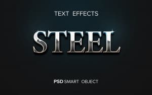 Hiệu ứng chữ 3D màu bạc file PSD mẫu HU974