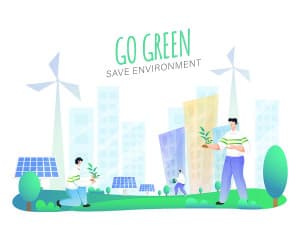 Banner thành phố xanh dùng điện xanh file EPS và AI mẫu P94