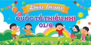 Backdrop liên hoan chúc mừng ngày quốc tế thiếu nhi N30 file PSD