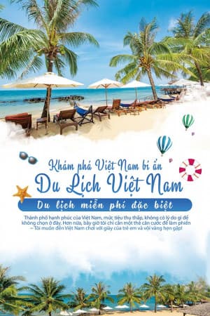 Poster quảng cáo tua du lịch biển việt nam file PSD mẫu D11