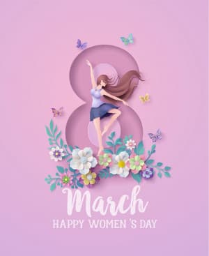 Poster chúc mừng ngày 8.3 hình cô gái đang múa file EPS