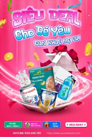 Poster ưu đãi đồ dùng cho bé file PSD - mẫu số 605