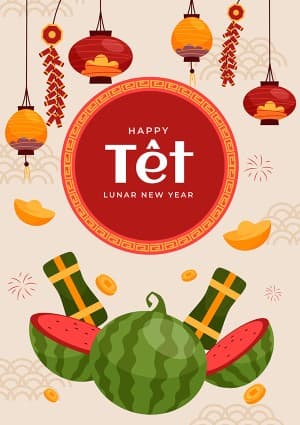 Poster ngày tết cổ truyền file vector mẫu 25R1781