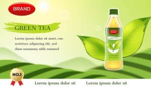 Banner quảng cáo trà xanh đóng chai file vector mẫu số 434