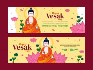 Banner tượng phật cùng hoa sen ngày lễ phật đản file EPS và AI mẫu CK39