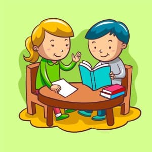 Hình minh họa 2 đứa trẻ đọc sách file vector mẫu số 724