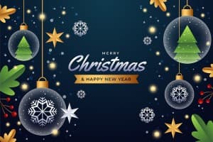 Banner giáng sinh hình ảnh quả bóng thủy tinh file vector mẫu số 453