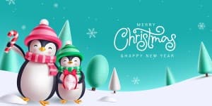 Banner noel hình ảnh chim cánh cụt file vector mẫu số 266