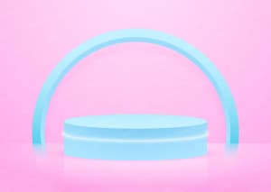 Background bục 3D màu xanh  trưng bày sản phẩm trên nền hồng file EPS
