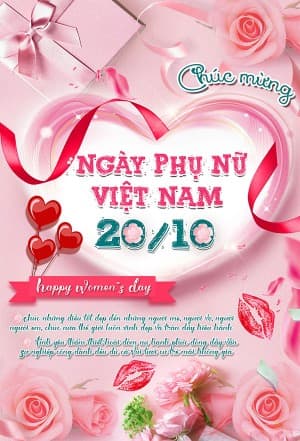 Thiệp chúc mừng ngày phụ nữ việt nam file PSD mẫu PN227