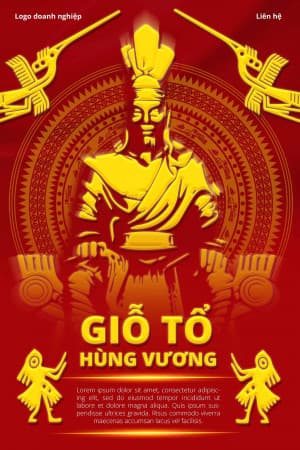 Poster mừng đại lễ giỗ tổ Hùng Vương 10-3 mẫu 66 file PSD