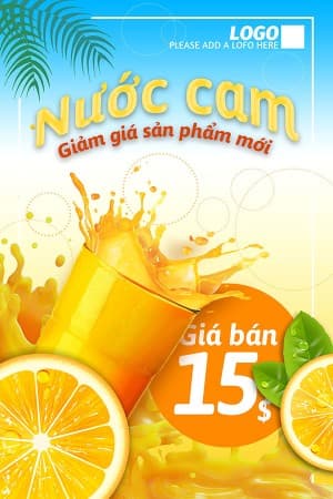 Poster nước cam ép file PSD - mẫu số 113