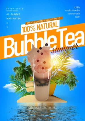 Poster trà sữa trân châu mẫu 32 file PSD