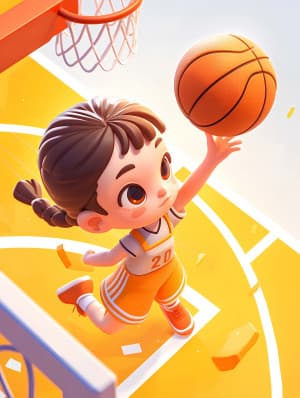 Hình ảnh bé gái chơi bóng rổ file JPG mẫu K56