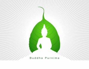 Bóng cắt tượng phật trên lá bồ đề xanh file vector mẫu số 656