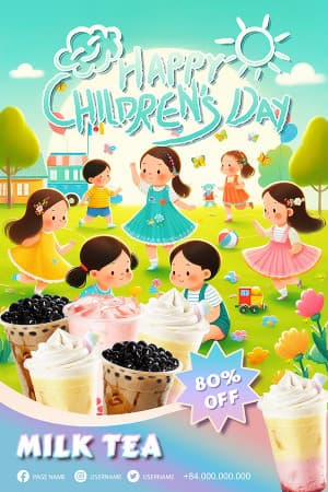 Poster quảng cáo trà sữa trân châu file PSD mẫu TS0013